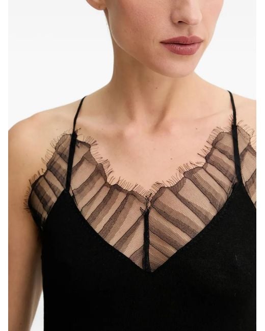 IRO Black Lace V-Neck Blouse