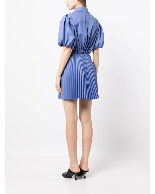Jonathan Simkhai Blue Puff-Sleeve Cut-Out Shirt Dress