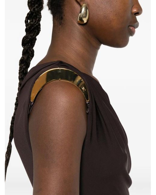 Elisabetta Franchi Purple Dark Chocolate Asymmetric Draped Dress