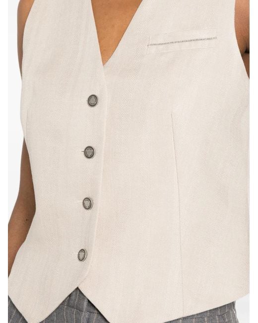 Peserico White Buttoned Waistcoat