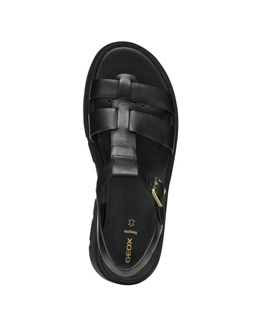 Geox Black Buckle-Fastening Lug-Sole Sandals