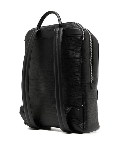 Smythson Black Grained-Calf Leather Backpack