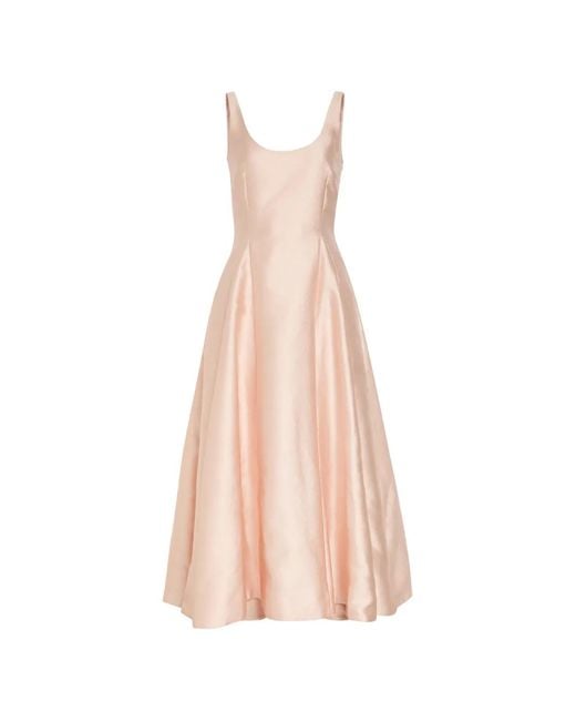 BERNADETTE Pink Charles Scoop-Neck Panelled Midi Dress