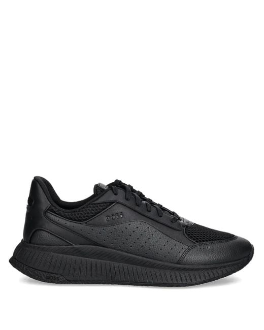 Boss Black Perforated Mesh-Detail Sneakers for men