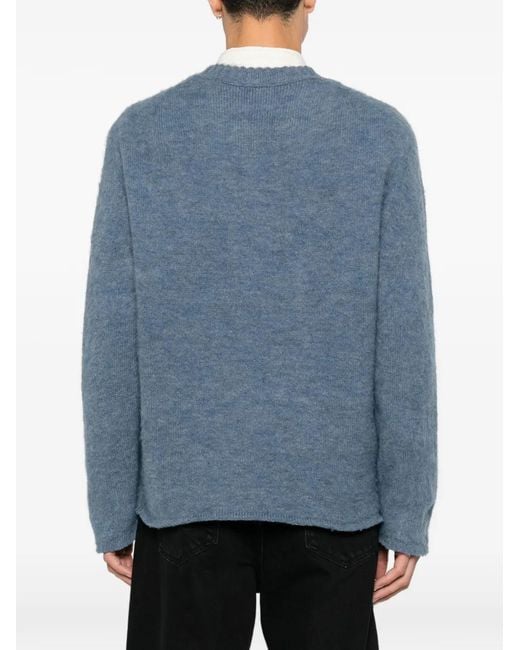 Diana Studio Blue Brushed-Knit Crew-Neck Sweater for men