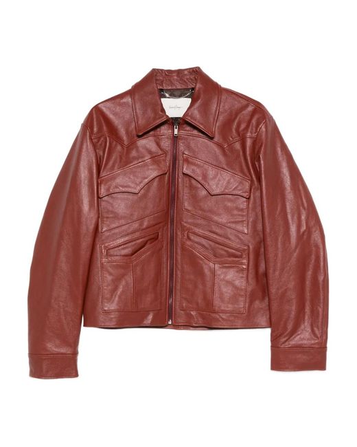 Second/Layer Red Leota Leather Jacket for men