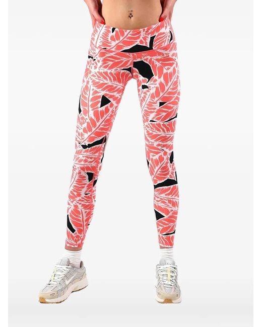 Alo Yoga Red Leaf-Print Leggings