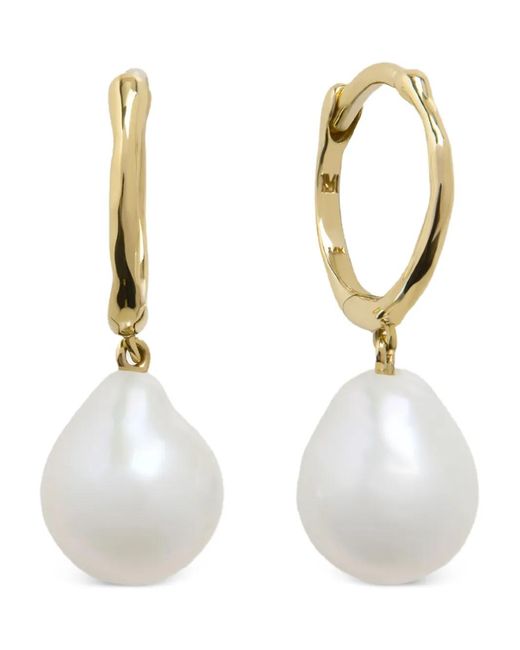 Monica Vinader White 14K Small Baroque Pearl Huggie Earrings