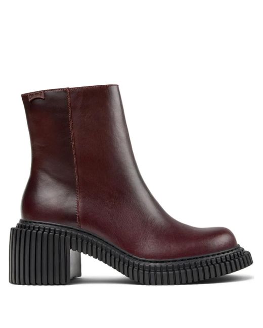 Camper Brown 70Mm Pix London Leather Zip-Fastening Block-Heel Boots