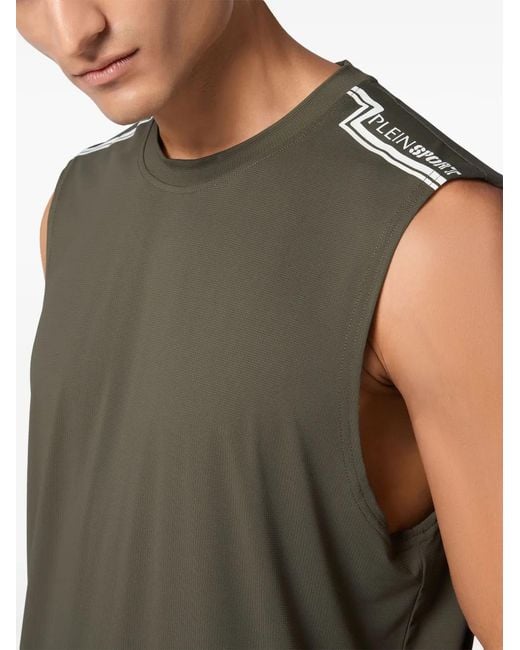 Philipp Plein Green Round-Neck Sleeveless T-Shirt for men