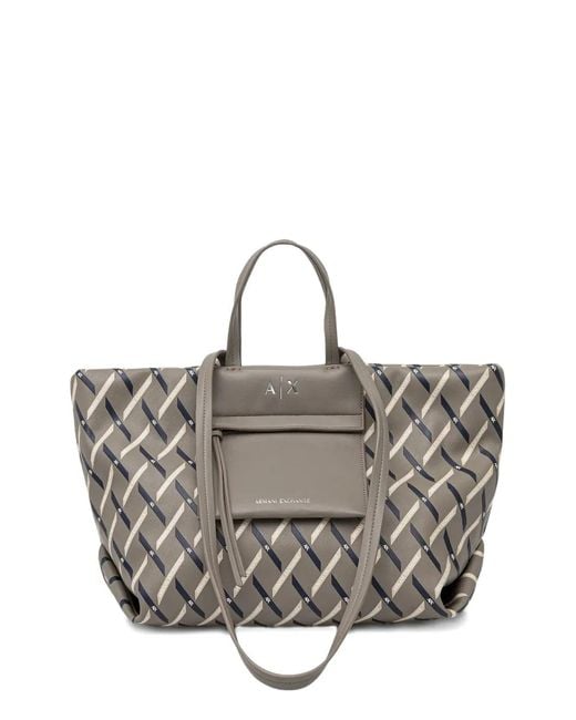 ARMANI EXCHANGE Gray Top-Handle Tote Bag