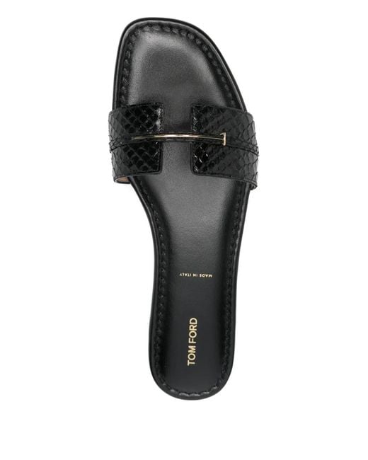 Tom Ford White Python-Effect Leather Flat Slides