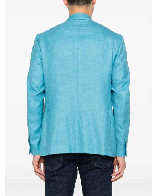 Isaia Blue Double-Breasted Blazer for men