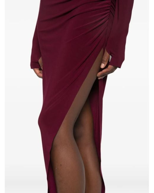 Norma Kamali Purple Ruched Asymmetric-Hem Dress