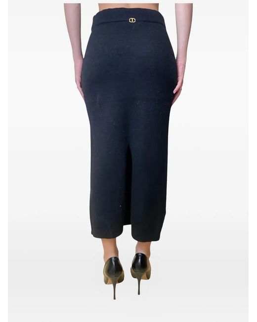 Twinset Blue Split Detail Skirt