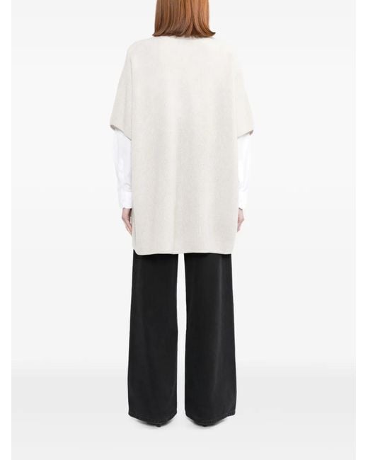 N.Peal Cashmere White Ribbed Cardigan