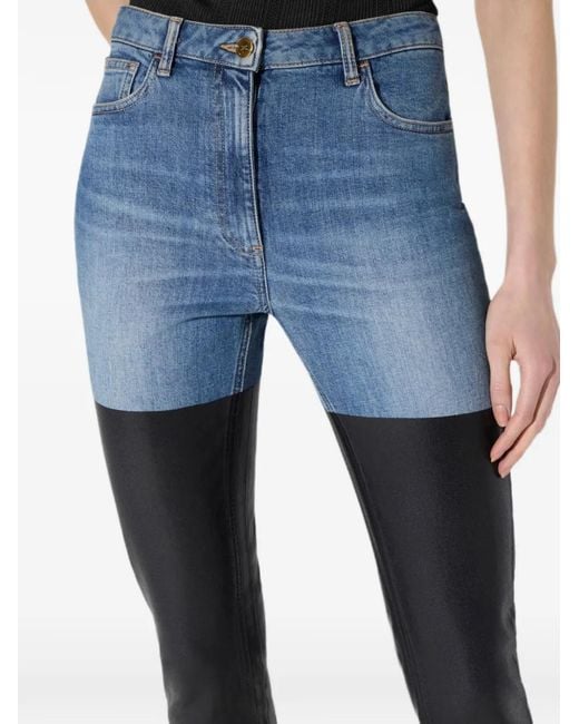 Elisabetta Franchi Blue Cigarette Jeans With Double Texture