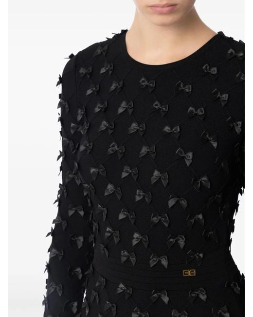 Elisabetta Franchi Black Bow-Detailing Mini Dress