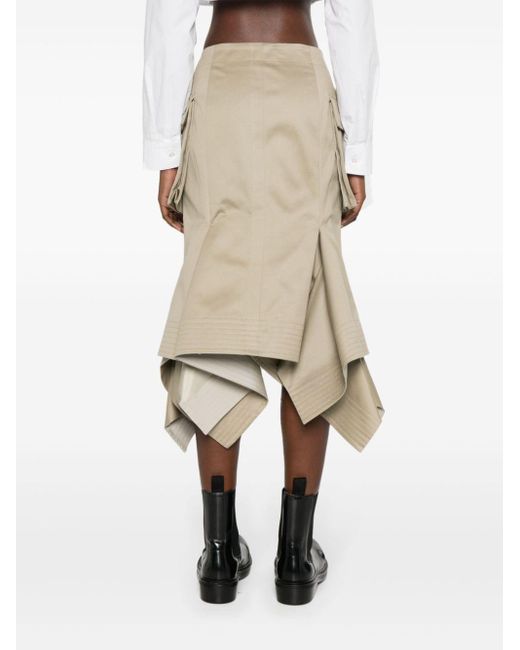 Falda midi con pliegue Sacai de color Natural