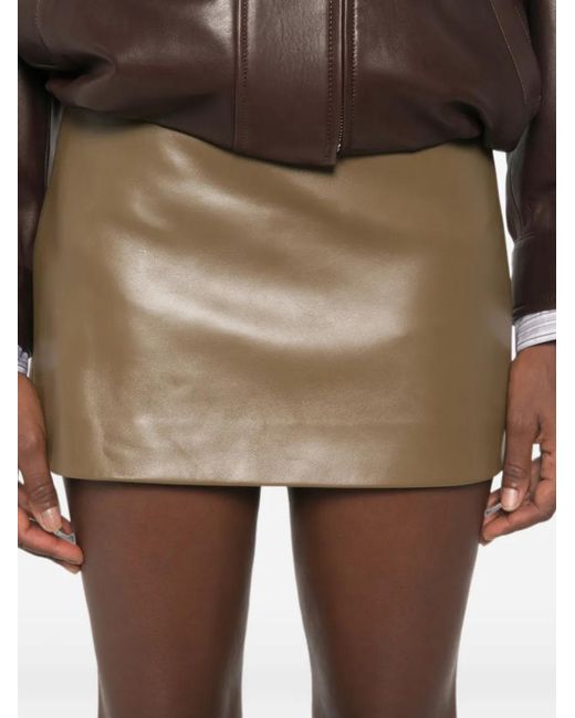 Khaite Brown Leather Mini Skirt