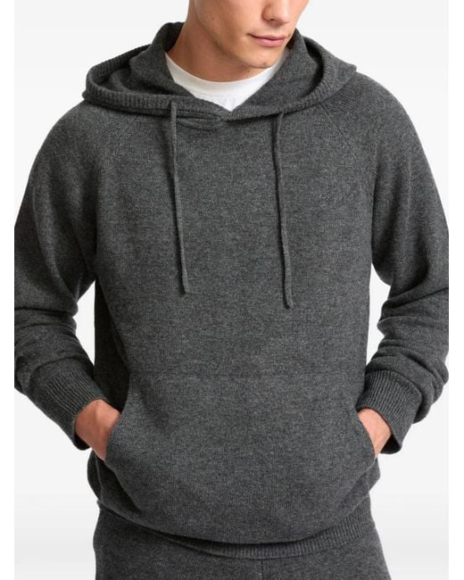 Yves Salomon Gray Drawstring Raglan-Sleeve Hoodie for men