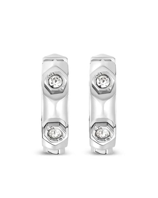 Philipp Plein White Stainless-Steel Earrings