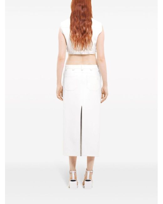 Courreges White Vinyl-finish Midi Skirt