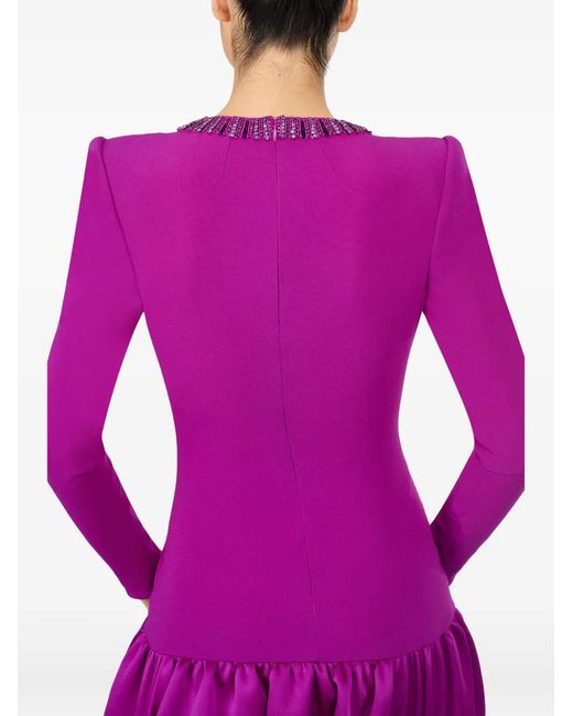Jenny Packham Purple Countessa Crystal-Embellished Puff-Hem Dress