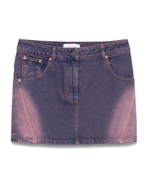 MARINE SERRE Purple Moon-Print Mini Skirt