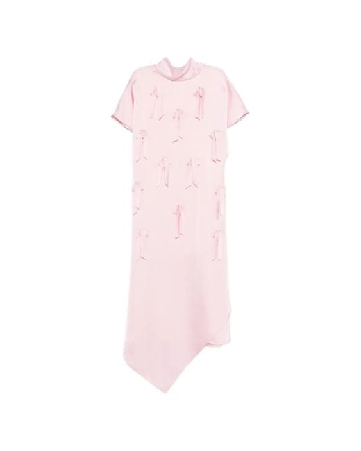 Isabelle Blanche Pink Asymmetric Midi Dress