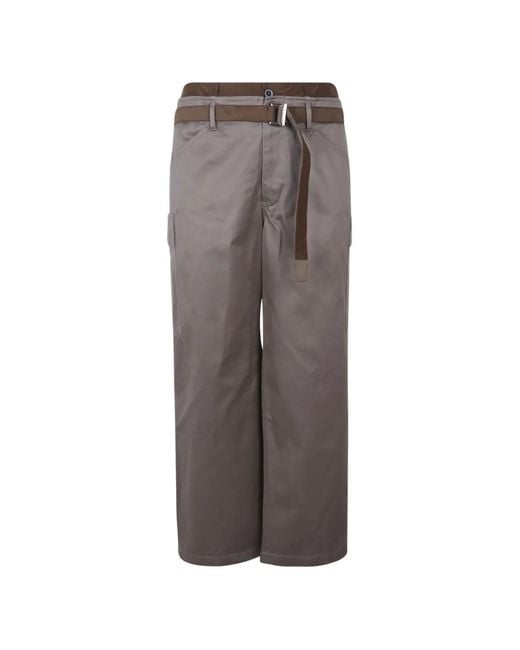 Sacai Brown Twill Cargo Trousers for men