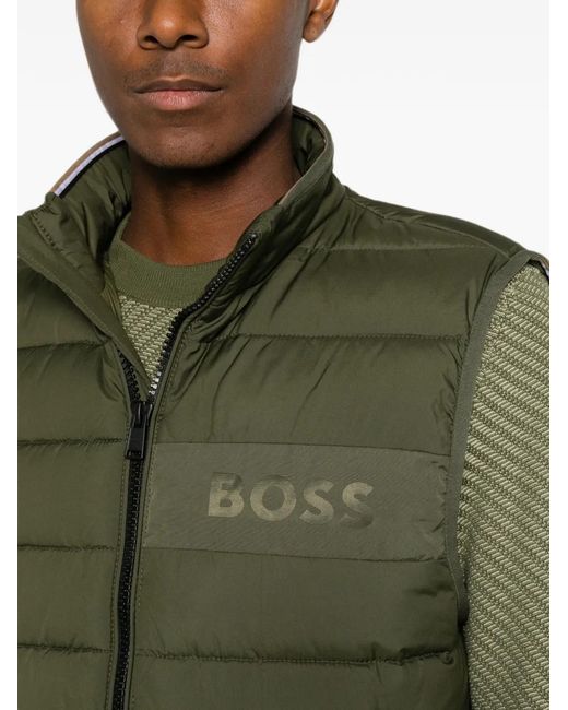 Boss Green Quilted Logo-Print Gilet for men