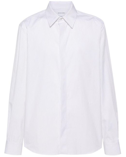 Bottega Veneta White Striped Cotton Shirt for men