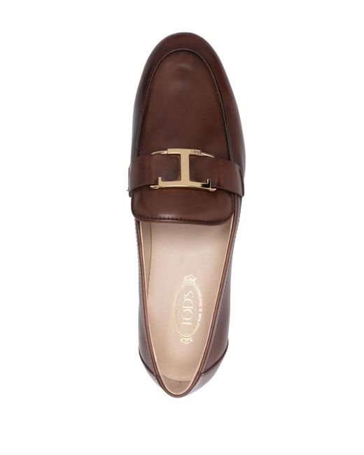 Tod's Brown T-Logo Leather Loafers