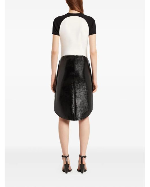 Courreges Black Contrast-Design Short-Sleeved Top With Logo Detail