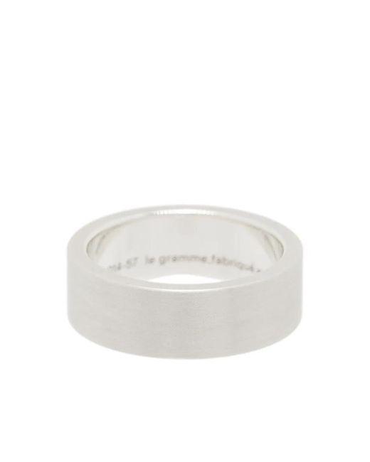 Le Gramme White La 9G Brushed Ribbon Ring for men
