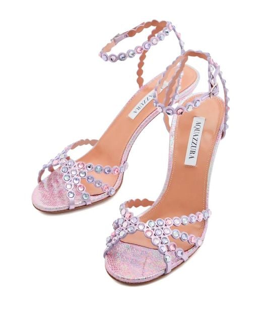 Aquazzura Pink 85Mm Tequila Crystal-Embellishment Sandals