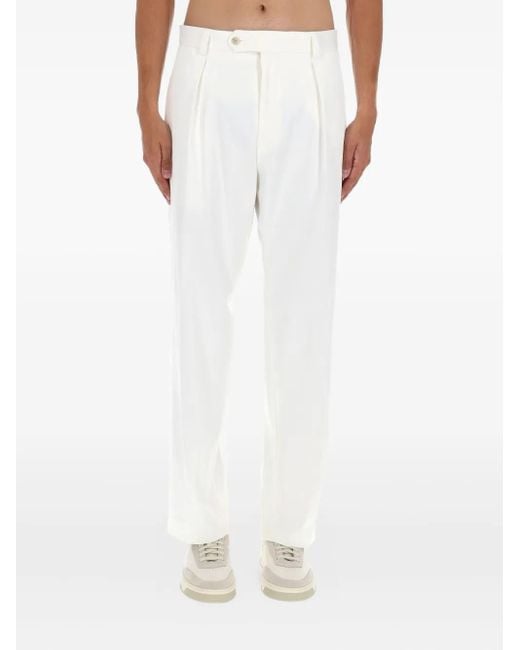 Boss White X David Beckham Pleated Trousers for men
