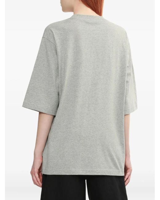 we11done Gray T-Shirt mit grafischem Print