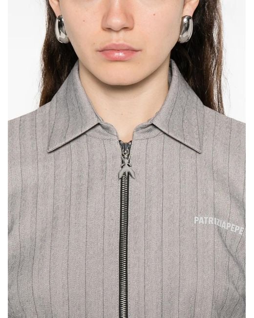 Patrizia Pepe Gray Striped Zip Jacket