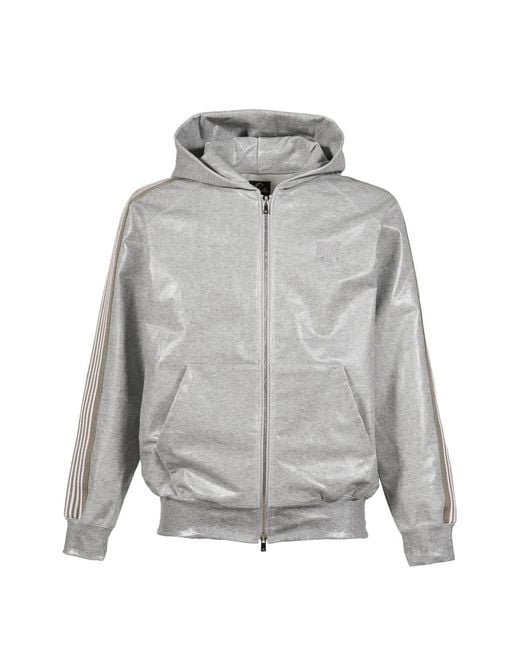 Needles Gray Coated Butterfly-Embroidered Hoodie for men