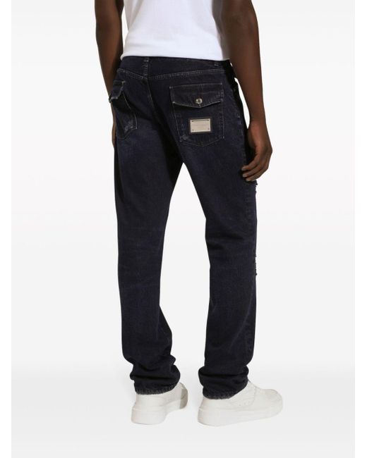 Dolce & Gabbana Straight-Leg-Jeans mit Distressed-Detail in Blue für Herren