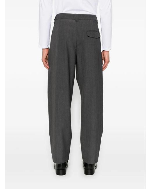 A.P.C. Gray Pleated Straight-Leg Trousers for men