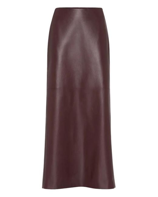 Brunello Cucinelli Purple Nappa Leather Column Maxi Skirt