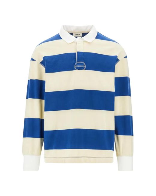 Pompeii3 Blue Striped Polo Shirt for men