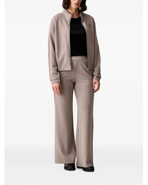 EA7 Gray Logo-Print Zip-Up Jacket