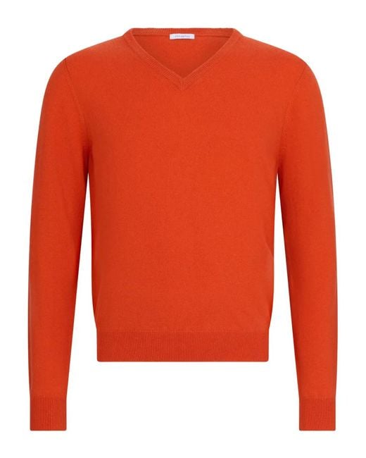 Malo Orange V-Neck Sweater for men