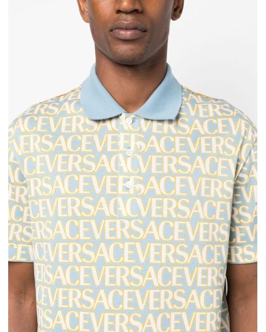 Versace Allover Short-sleeve Polo Shirt in Natural for Men | Lyst UK