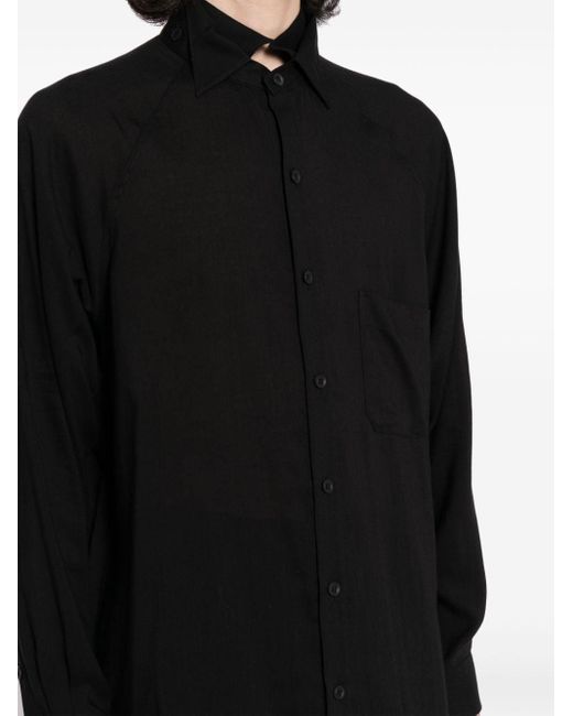 Yohji Yamamoto Black Panelled Button-up Shirt for men