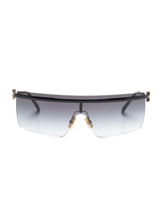 Miu Miu Blue Rimless Shield-Frame Sunglasses